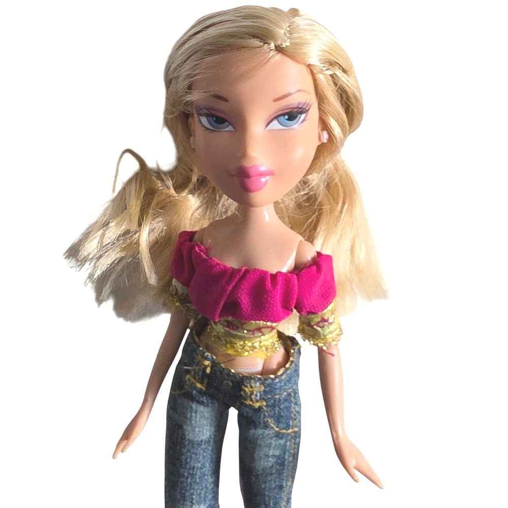 Bratz Cloe Doll 2001 MGA Entertainment Blonde Blue Eyes Pink Ruffle Top Denim